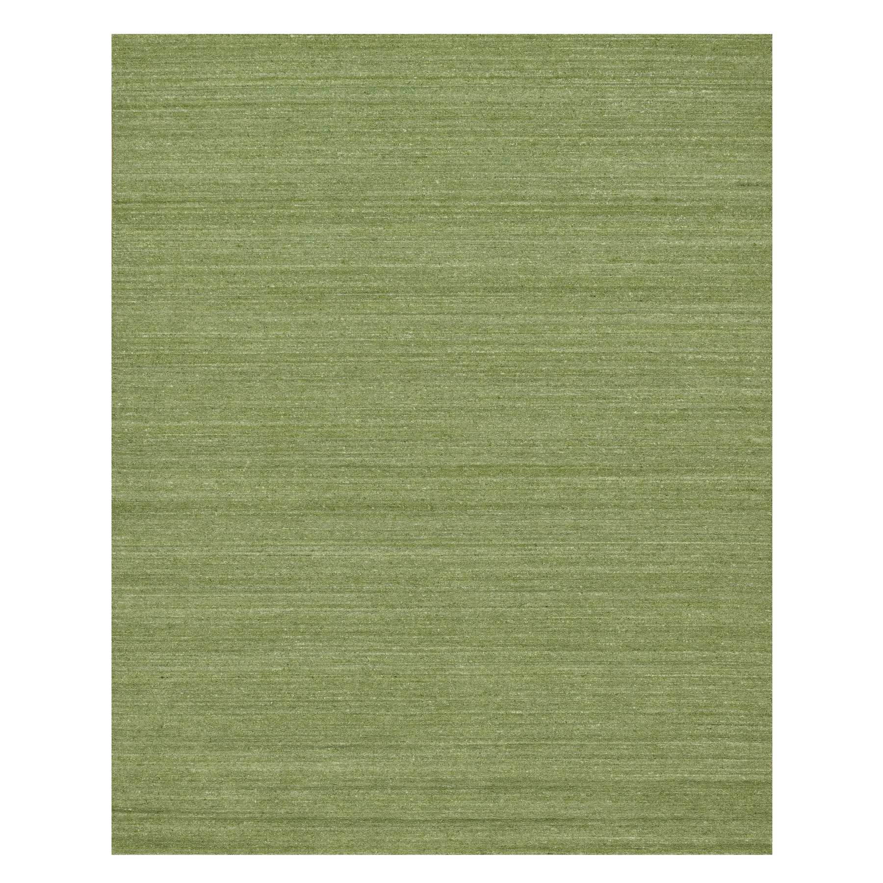 8'x10' Pickle Green, Tone on Tone, Plain Modern Striae Design, Soft Pile, Pure Wool, Hand Loomed, Oriental Rug